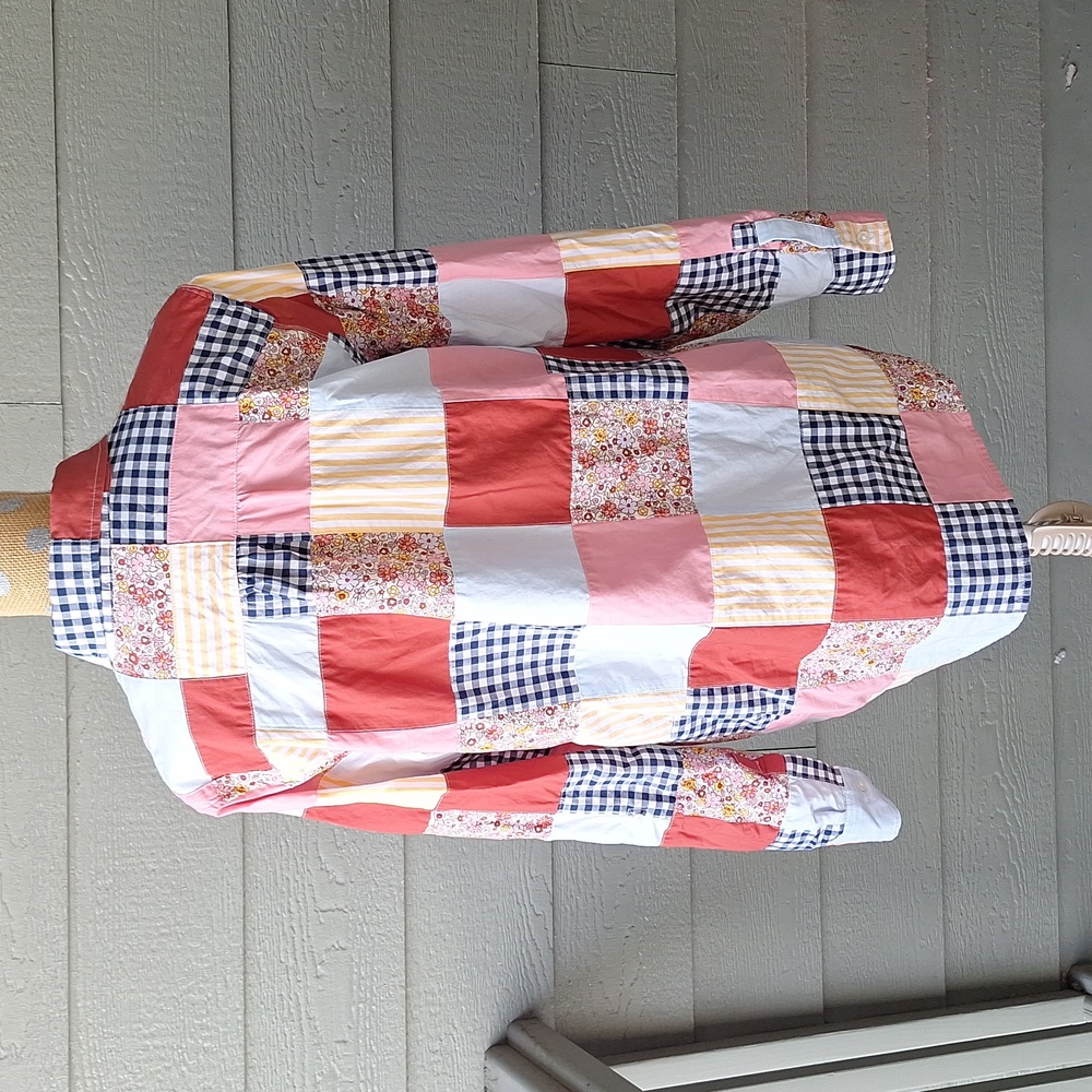 Land's End Colorful Patchwork Button-Up Shirt Siz… - image 7